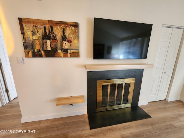 4342 Reka Dr, Anchorage, AK 99508 - detailed view of a glass covered fireplace and wood finished floors