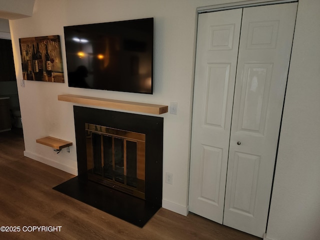 4342 Reka Dr, Anchorage, AK 99508 - detailed view of a glass covered fireplace and wood finished floors