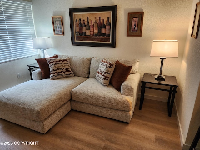 4342 Reka Dr, Anchorage, AK 99508 - living room featuring wood finished floors and a textured wall