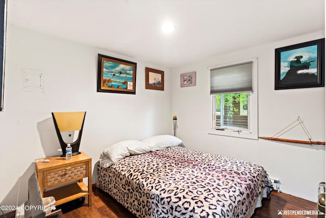 bedroom featuring dark wood-type flooring