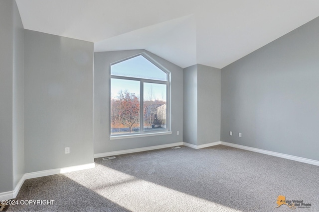 bonus room featuring carpet flooring and vaulted ceiling