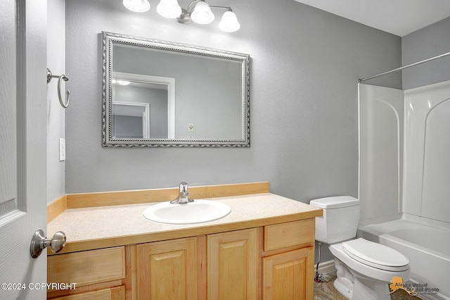 full bathroom featuring vanity, toilet, and tub / shower combination