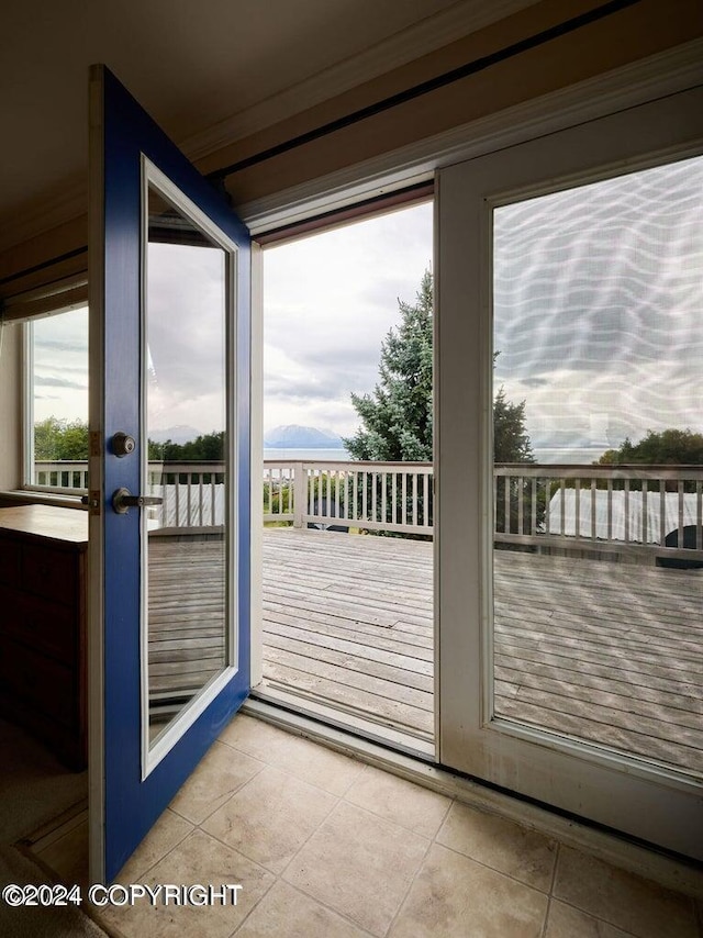 41385 Ptarmigan Heights Dr, Homer, AK 99603 - entryway with light tile patterned flooring and french doors