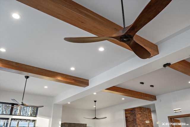 interior details featuring ceiling fan