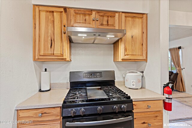 kitchen featuring black gas range