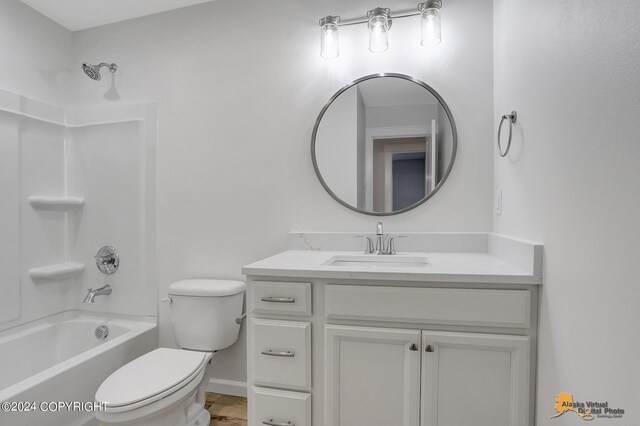 full bathroom featuring vanity, toilet, and shower / bathing tub combination