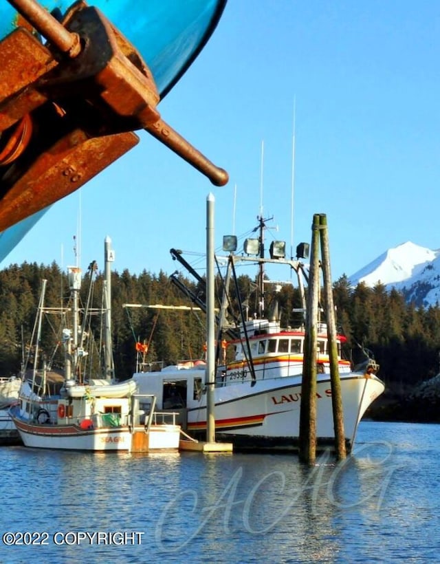 exterior space featuring a water and mountain view