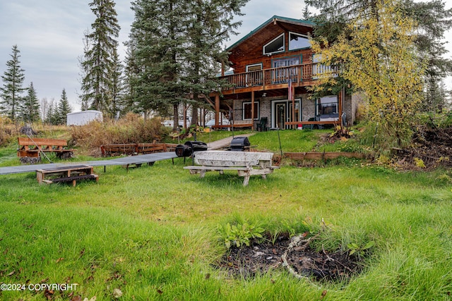 view of yard featuring a deck