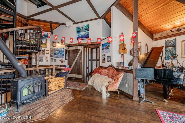 38126 Bobby Rufus Rd, Homer, AK 99603 - living room with wood finished floors and a wood stove