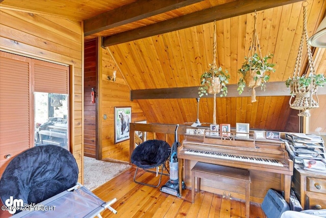 34464 Fishermans Rd, Soldotna, AK 99669 - sitting room with wooden walls, wood-type flooring, and wood ceiling