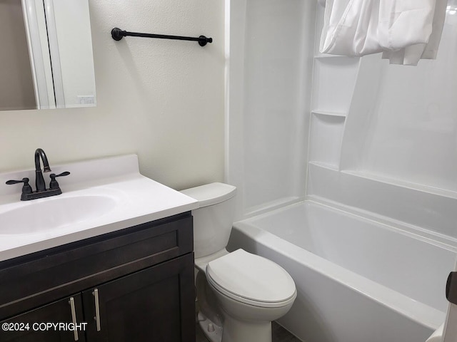 full bathroom featuring vanity, shower / bathing tub combination, and toilet