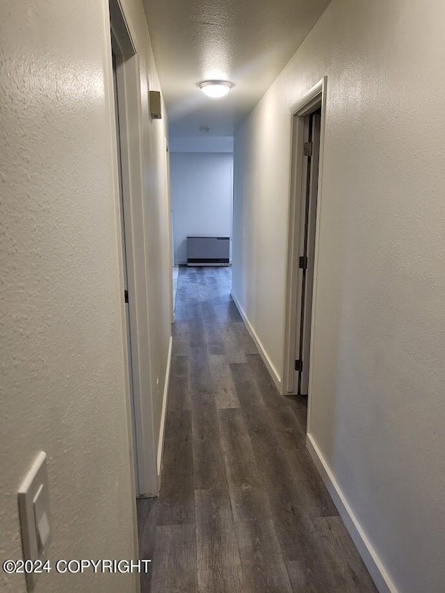 hallway featuring dark wood-type flooring