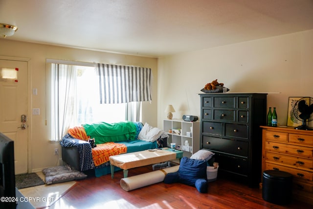 living room featuring dark hardwood / wood-style floors