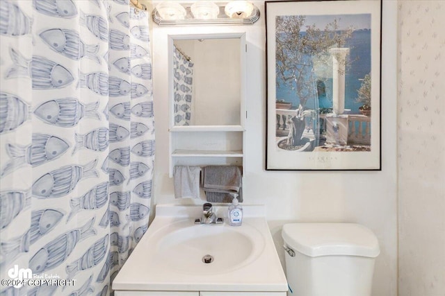 bathroom with vanity and toilet