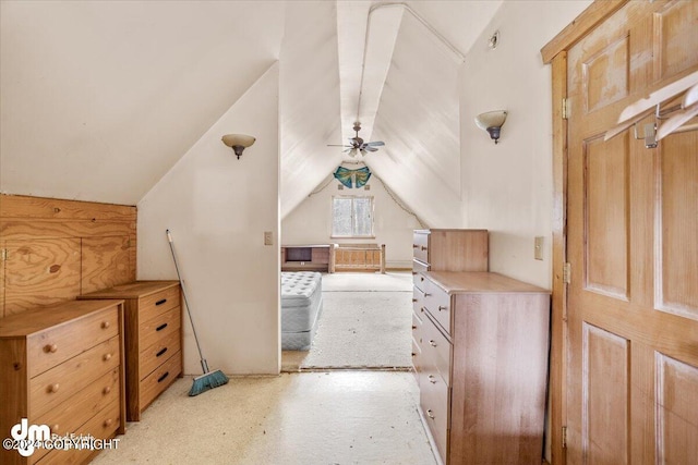 bonus room featuring lofted ceiling and ceiling fan