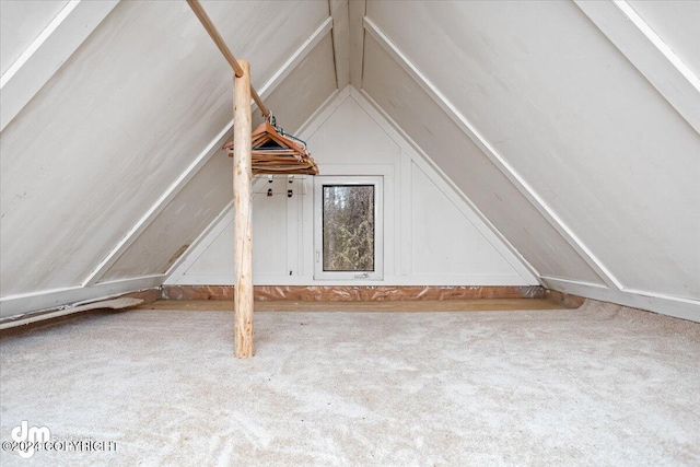 additional living space with lofted ceiling and carpet floors