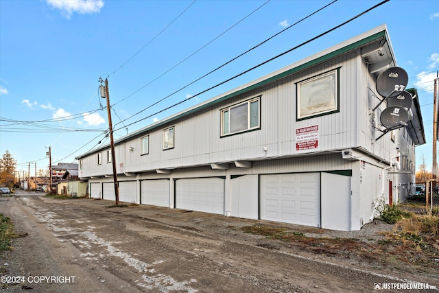 exterior space featuring a garage