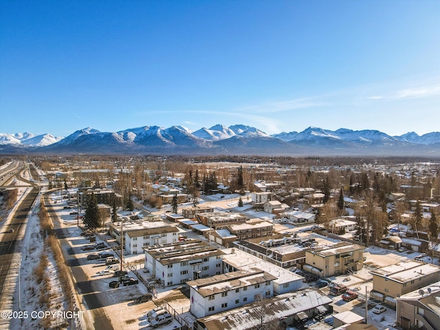 aerial view with a residential view and a mountain view