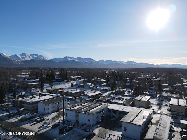 drone / aerial view with a mountain view