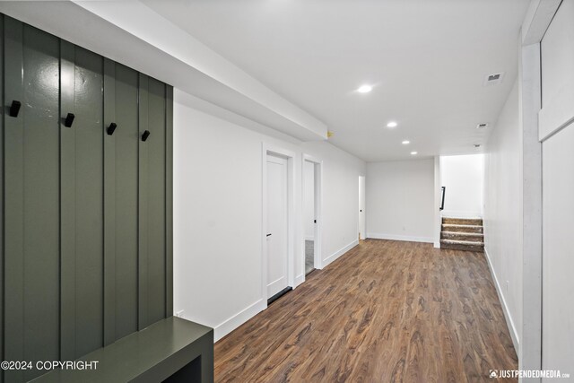 5376 Sandhill Loop, Anchorage, AK 99502 - mudroom featuring recessed lighting, wood finished floors, visible vents, and baseboards