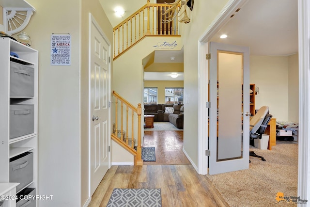 entrance foyer with light hardwood / wood-style floors