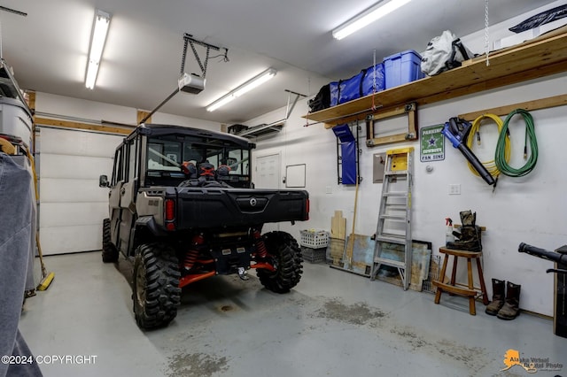 garage with a garage door opener