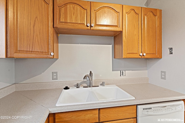 kitchen featuring sink and white dishwasher