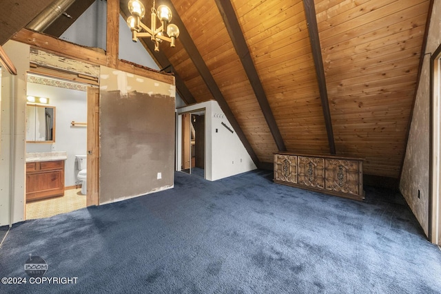 4480 E 138th Ave, Anchorage, AK 99516 - bonus room with wooden ceiling, a chandelier, and carpet flooring