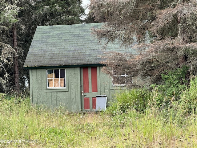 view of shed