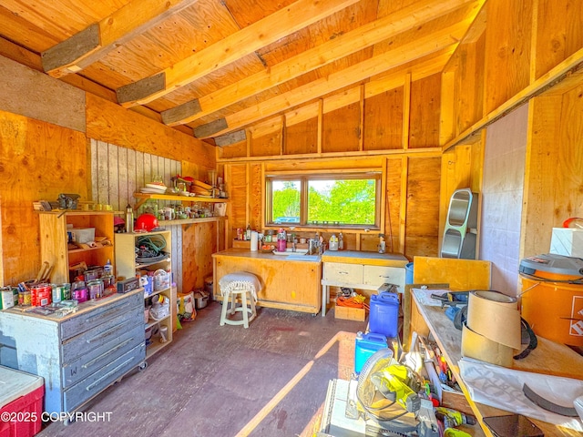 17597 Arcturus Loop, Ninilchik, AK 99639 - kitchen with lofted ceiling and wooden walls