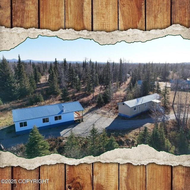 drone / aerial view with a view of trees