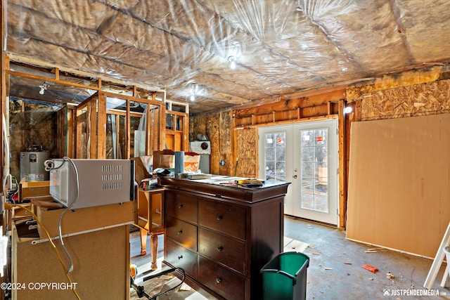 basement featuring french doors