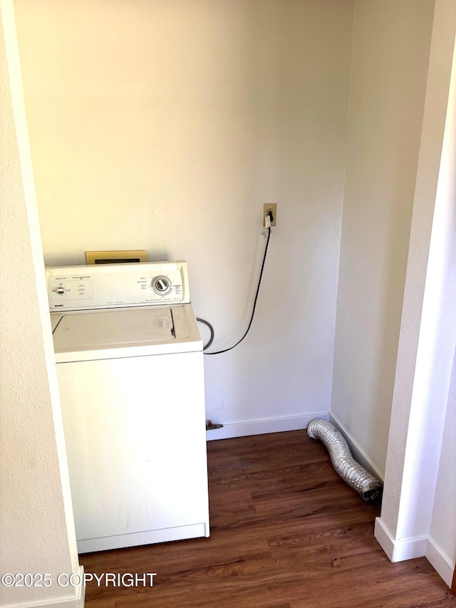 7025 S Gilleys Cir, Wasilla, AK 99654 - washroom with washer / clothes dryer and wood finished floors