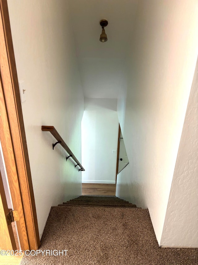 7025 S Gilleys Cir, Wasilla, AK 99654 - staircase featuring carpet flooring