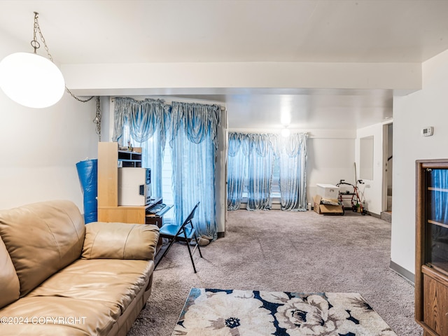 living room with carpet flooring