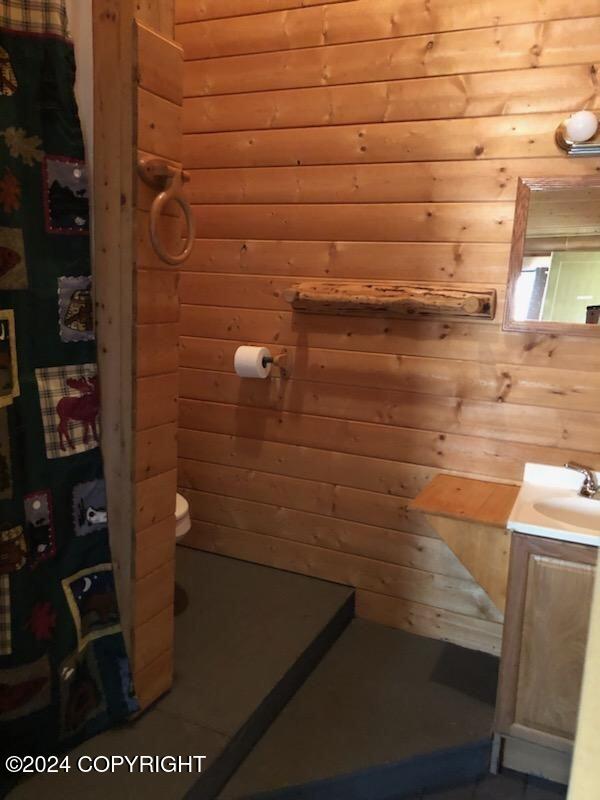 28160 Chestes St, Ninilchik, AK 99556 - bathroom featuring vanity and a shower with shower curtain