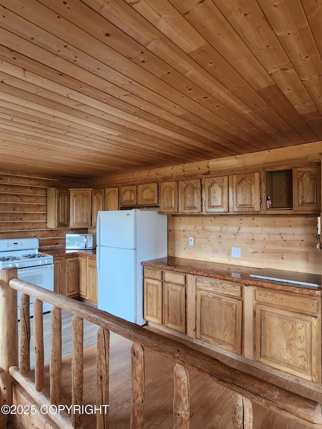 28160 Chestes St, Ninilchik, AK 99556 - kitchen with white appliances and wood ceiling