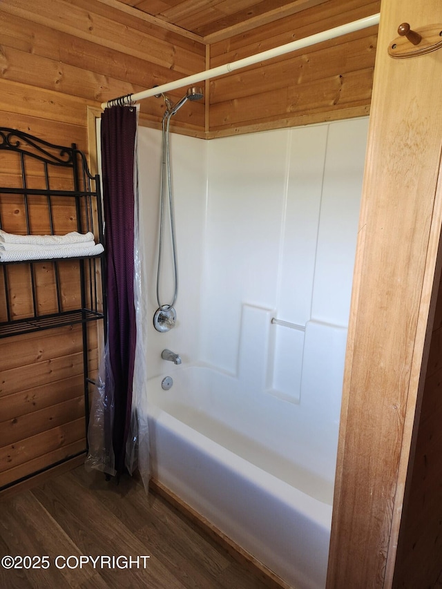28160 Chestes St, Ninilchik, AK 99556 - full bathroom featuring shower / tub combo and wood finished floors