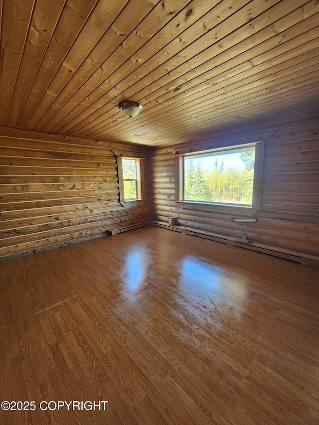 28160 Chestes St, Ninilchik, AK 99556 - unfurnished room featuring wood finished floors, wooden ceiling, healthy amount of natural light, and log walls