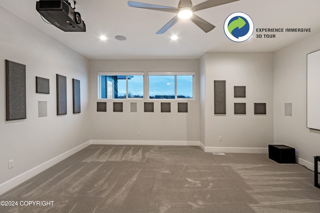 unfurnished room featuring carpet and ceiling fan