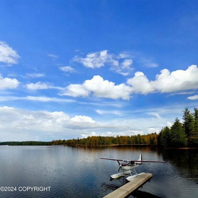 view of dock featuring a water view