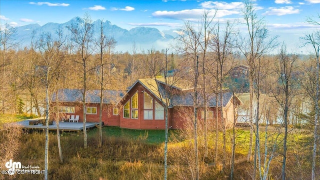 rear view of property with a mountain view