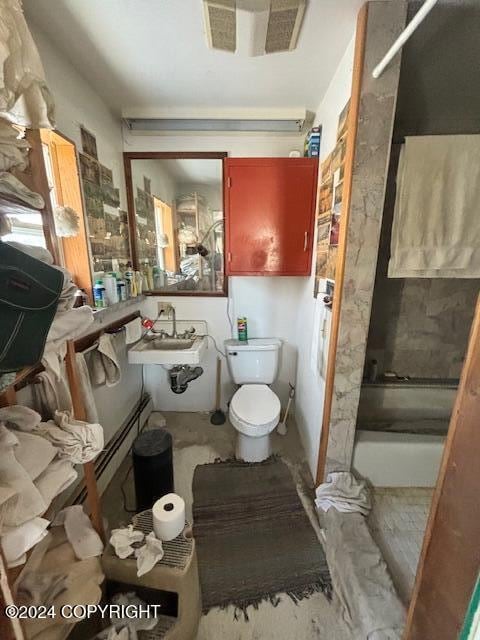 bathroom featuring vanity, toilet, and walk in shower