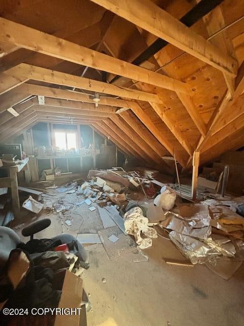 view of unfinished attic