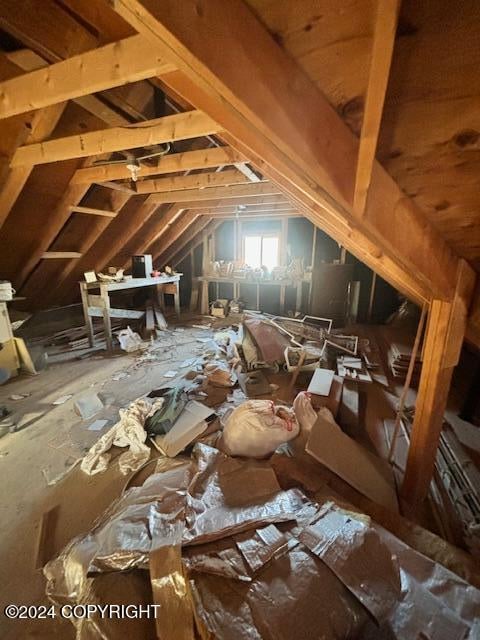 view of unfinished attic