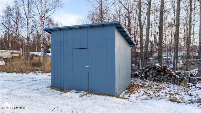 view of snow covered structure