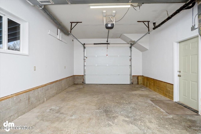 garage with a garage door opener