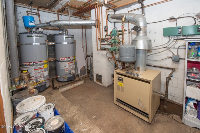 utility room featuring strapped water heater