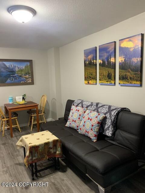 living room with hardwood / wood-style flooring