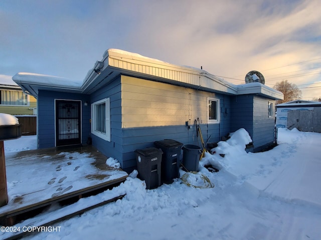 view of snowy exterior